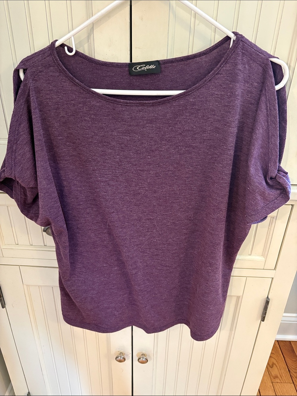 Colette Purple Cold-Shoulder Short Sleeve Tee